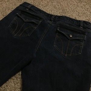 Ann Taylor LOFT Women's Jeans 14 Slim Boot Cut Back Pocket Flaps Dark Wash